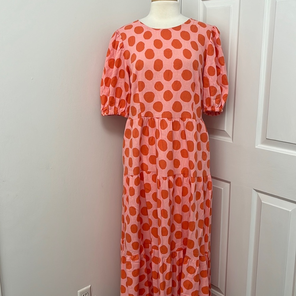 Who What Wear maxi dress pink orange polka dot